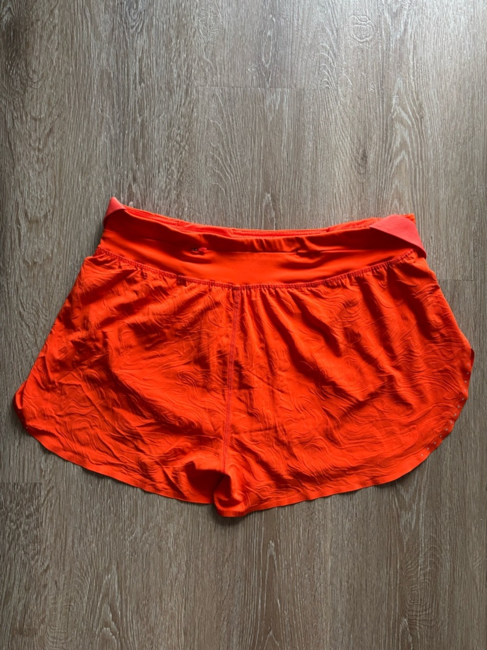 Lululemon Fast and Free High Rise Airflow Orange Running Shorts - Size 10, 2” - Picture 3 of 7